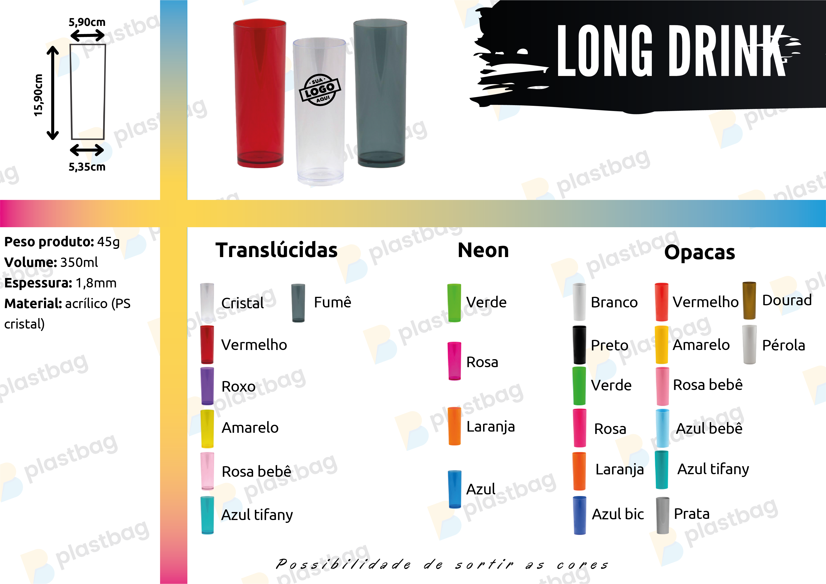 Copo Long Drink 350ml Personalizado