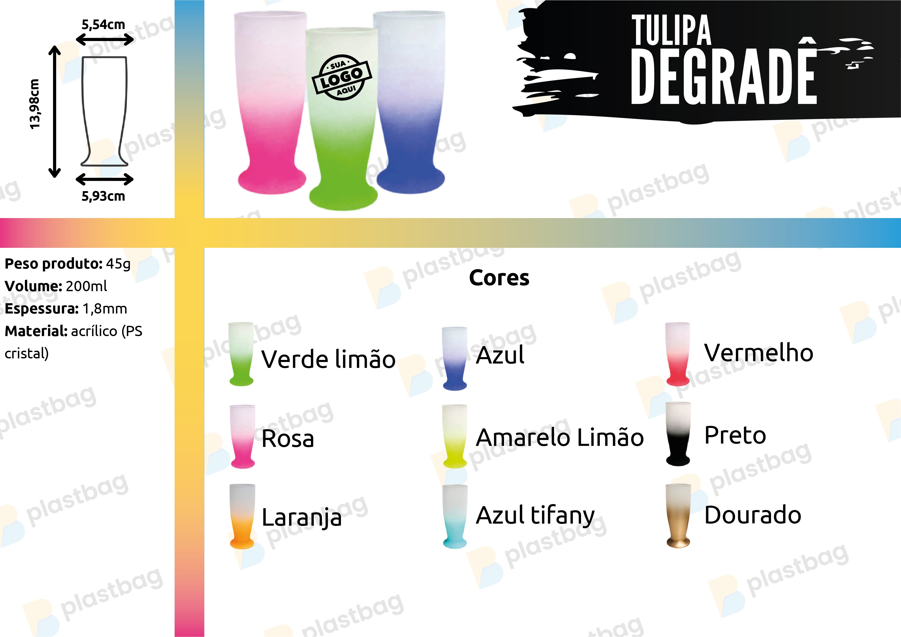 Copo Tulipa 200ml Degradê Personalizado