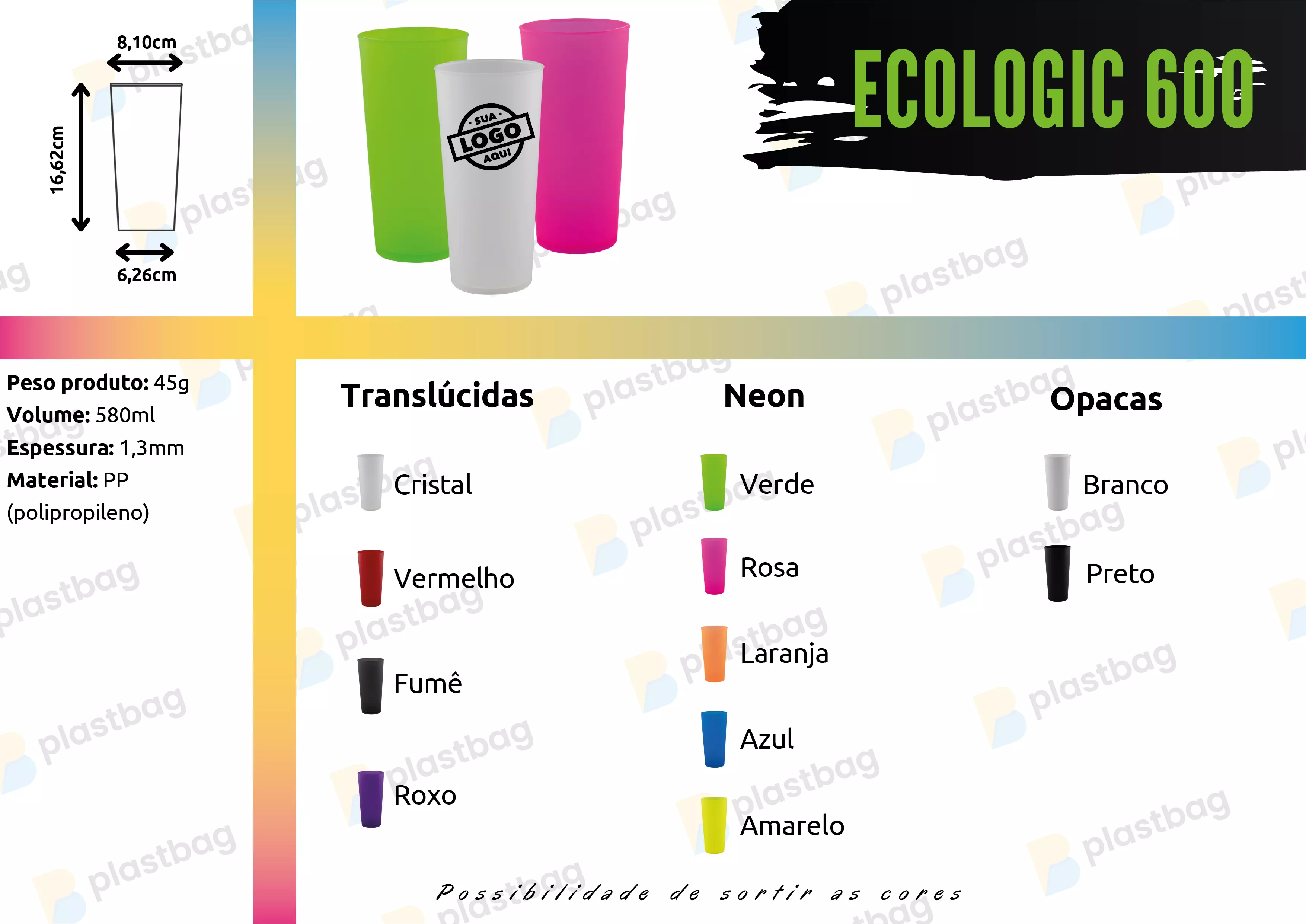 Copo Ecologic 600 Personalizado