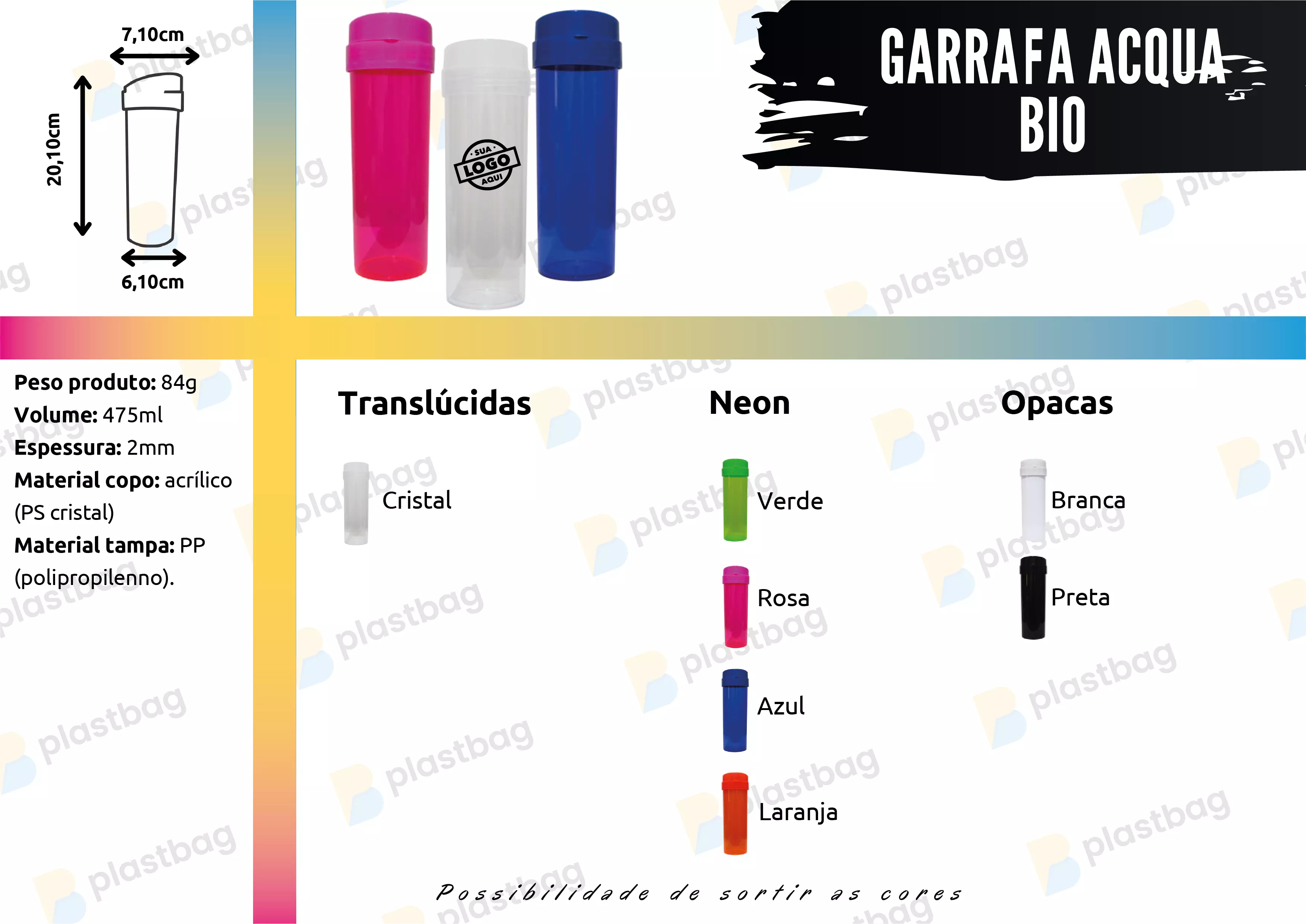 Garrafa de Agua Acqua Bio Personalizada