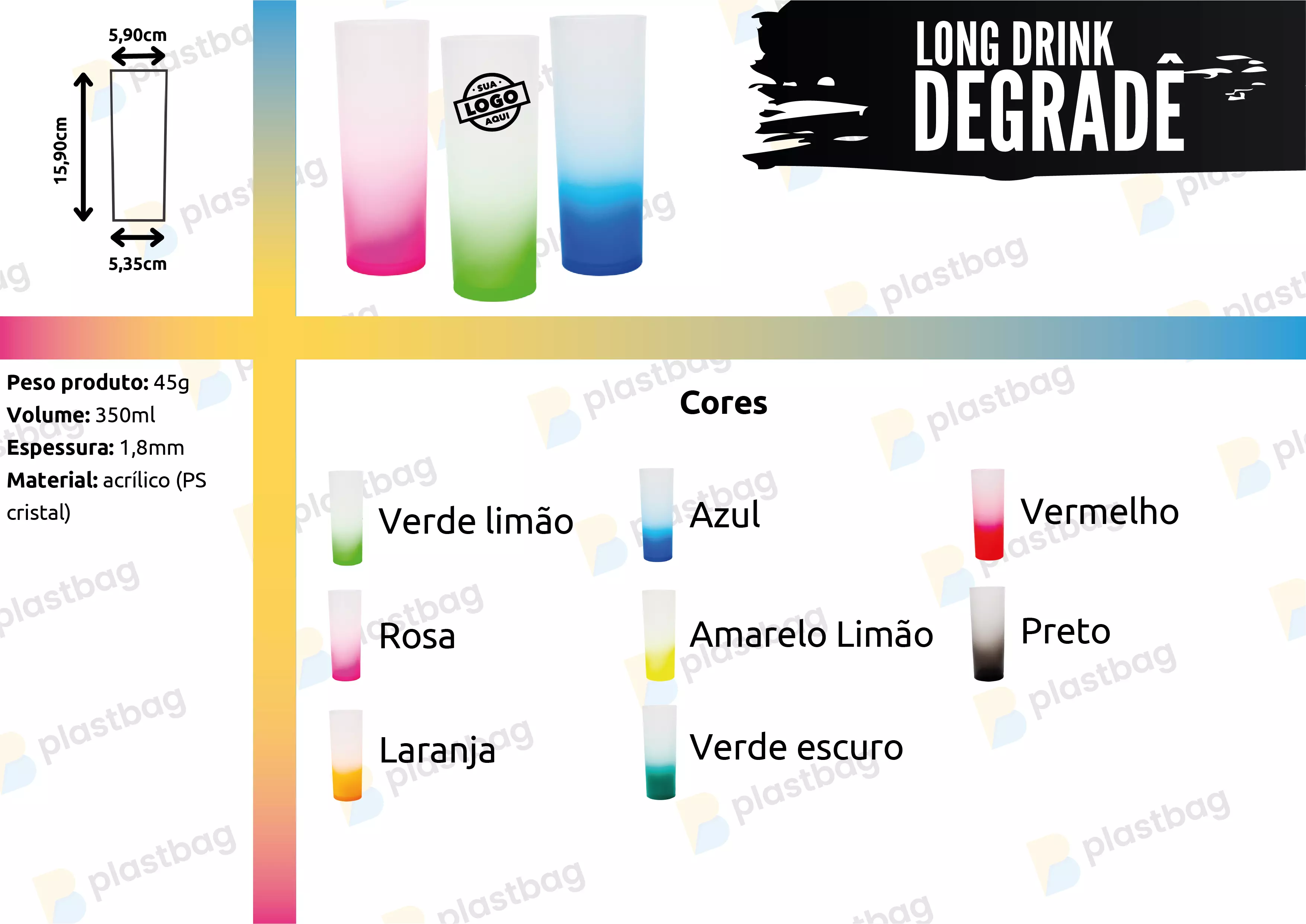 Copo Long Drink Degradê Personalizado