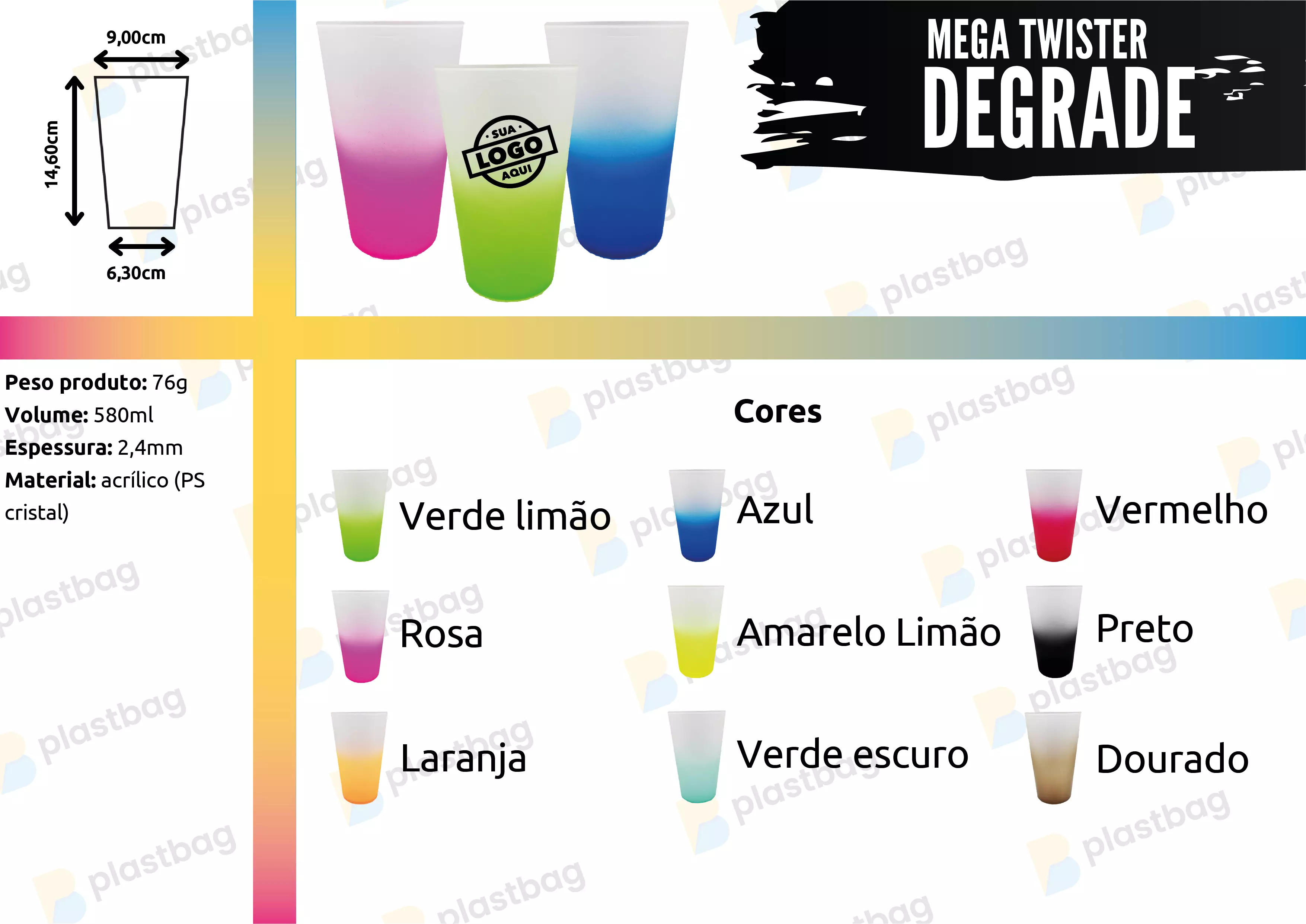 Copo Mega Twister  Degradê Personalizado