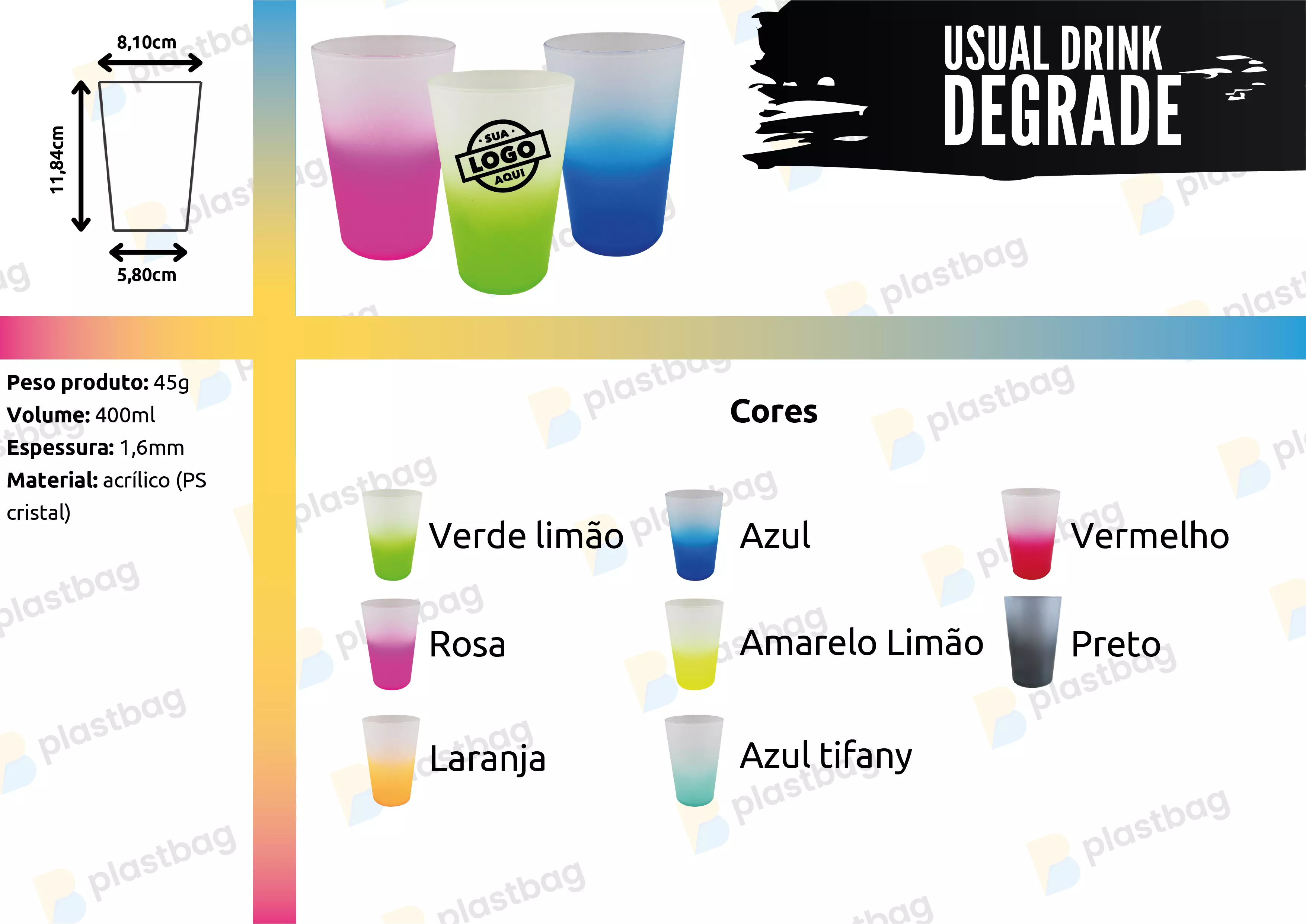 Copo Usual Drink Degradê Personalizado